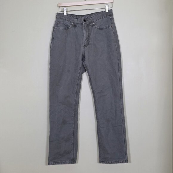 Eddie Bauer Fleece Lined Pants Mens 30x30 (28) Gray Twill Cotton Straight Tech - Picture 1 of 16